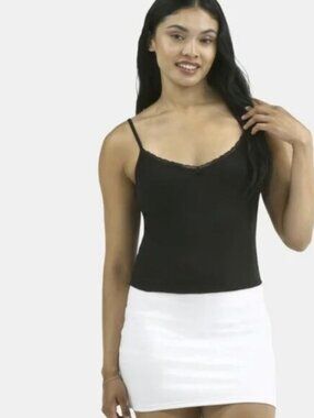 No Boundaries Vintage-Inspired Tank Crop Top Cami with Lace Trim size Medium